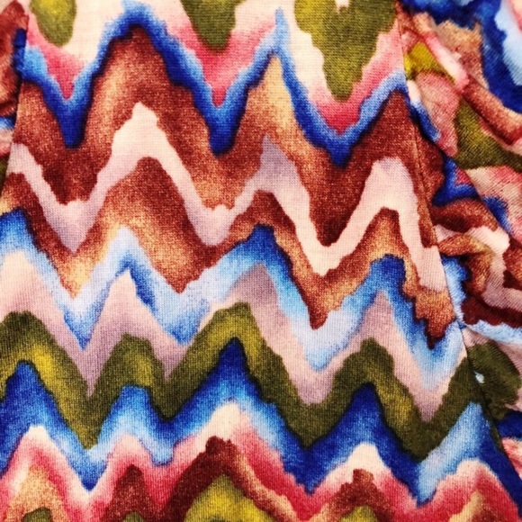 Anthropologie The Podolls Draped Rainbow Muted Colors Chevron Top - Picture 2 of 4